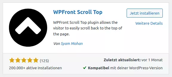 Plugin - WordPress nach oben Button
