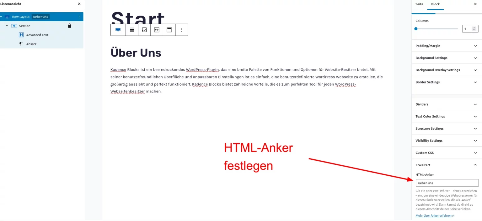 OnePager - HTML Anker festlegen
