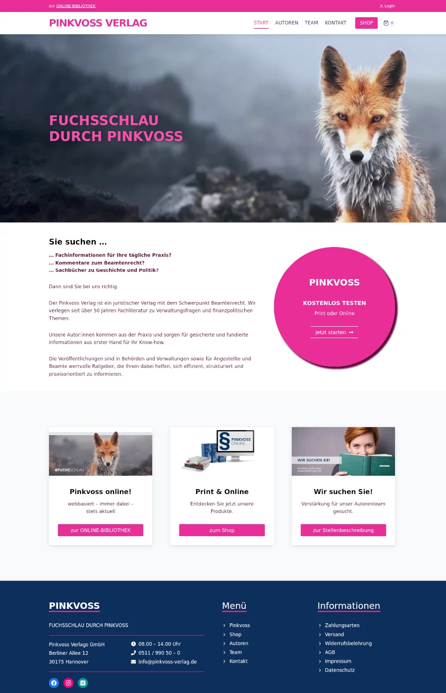 Webseite - Pinkvoss Verlag