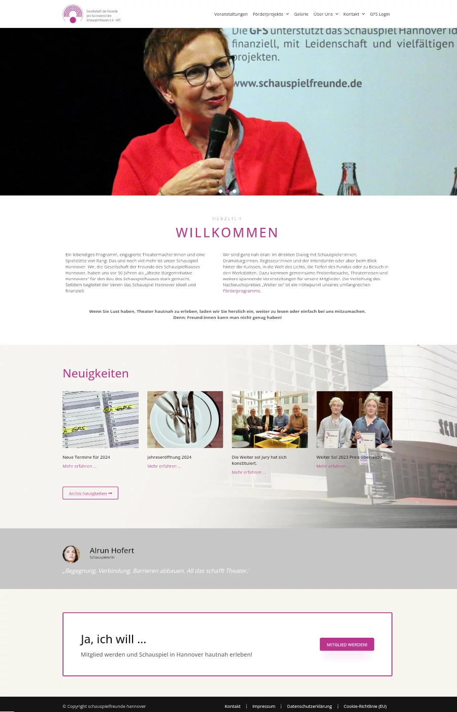 WordPress Webseite - Schauspielfreunde Hannover