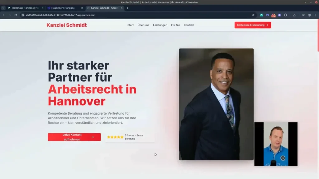 Der zweite Entwurf mit Verbesserungen der Website