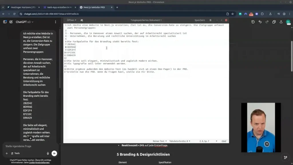 Hostinger Horizons - Mein Prompt