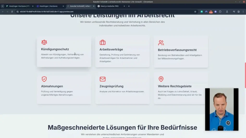 Leistungsübersicht mit hover-Effekt