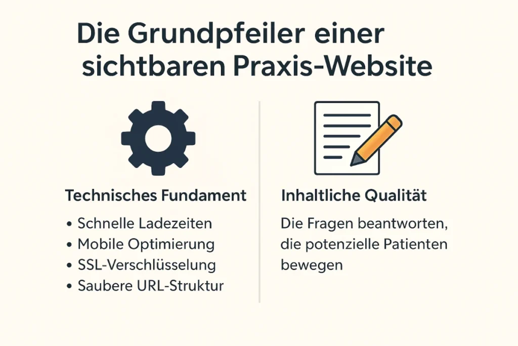 Grundpfeiler SEO Praxis Webseite