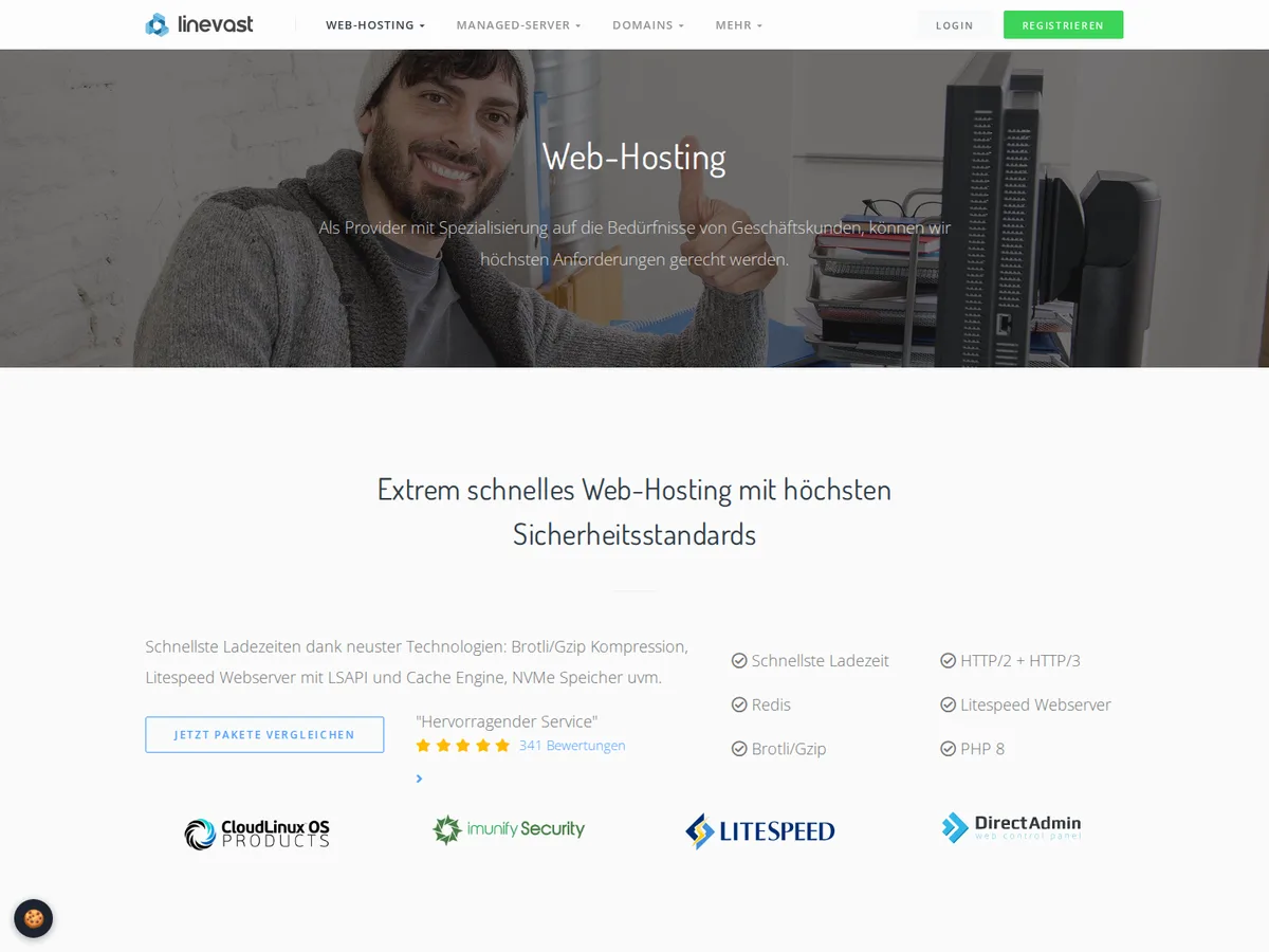 Linevast Web-Hosting mit LiteSpeed Webserver (Screenshot Juli 2026)