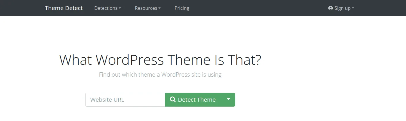 themedetect.com: WordPress Theme einer Webseite herausfinden