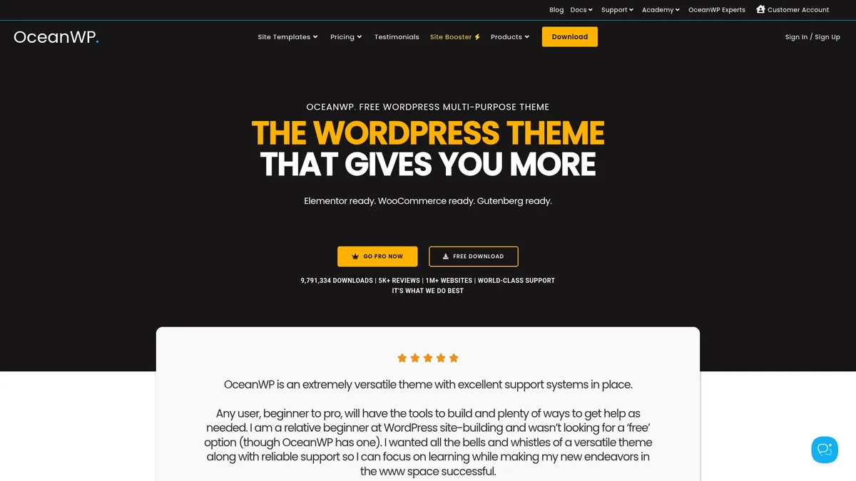 Website des OceanWP Themes (oceanwp.org)