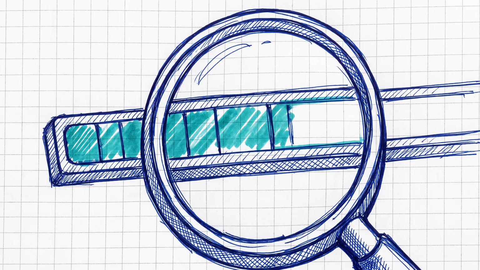 Illustration zum Thema Was ist eine URL? Aufbau, Bestandteile und Bedeutung für SEO: Browser-Adressleiste unter großer Lupe