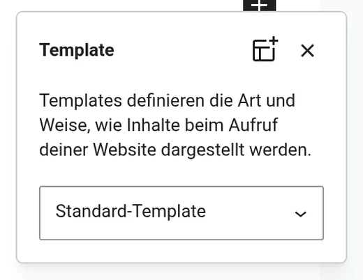 WordPress-Dialog Template mit Dropdown zur Template-Auswahl